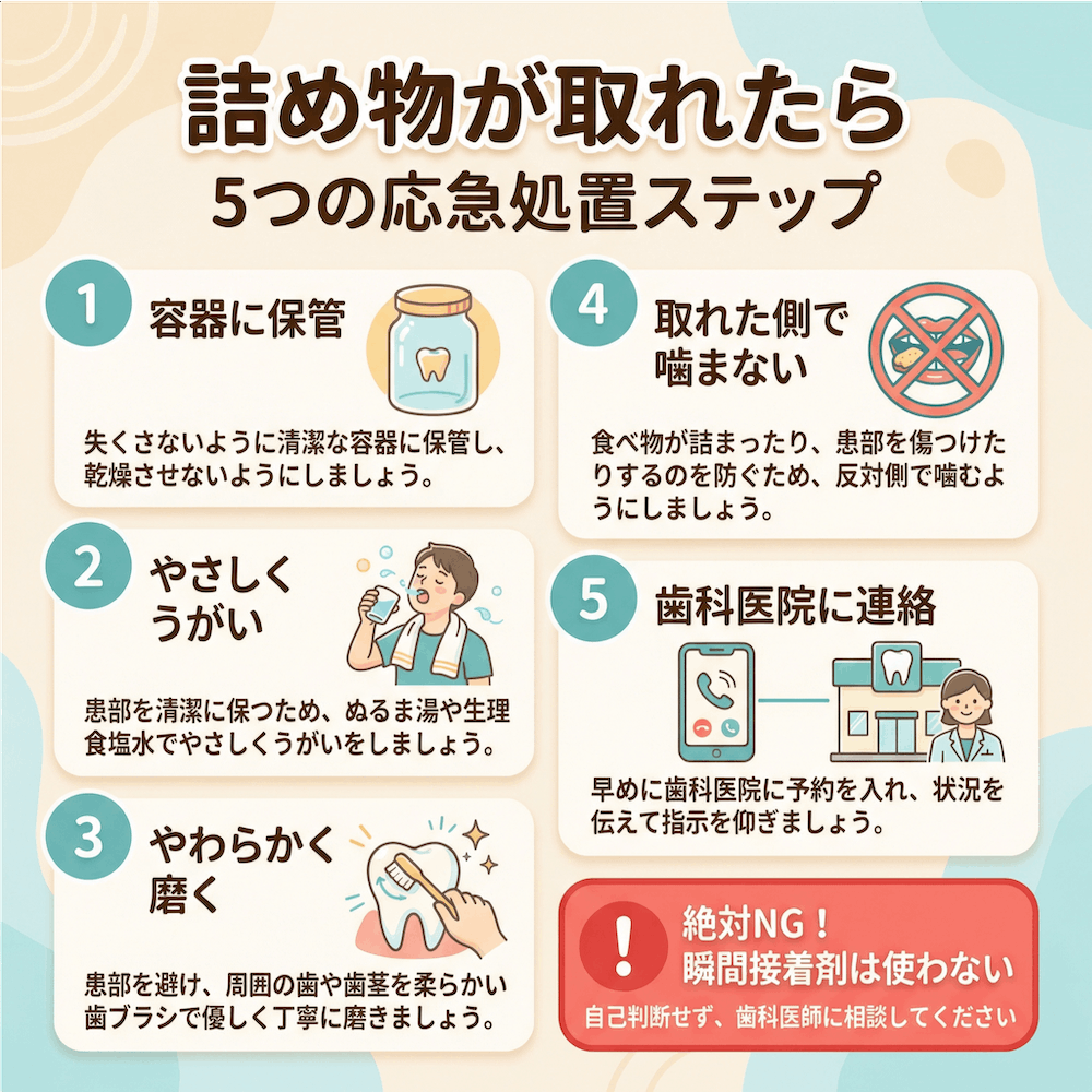 詰め物が取れたら 5つの応急処置ステップ